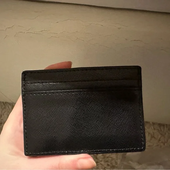 Tory Burch Black Card Case with Gold Logo - Picture 2 of 4